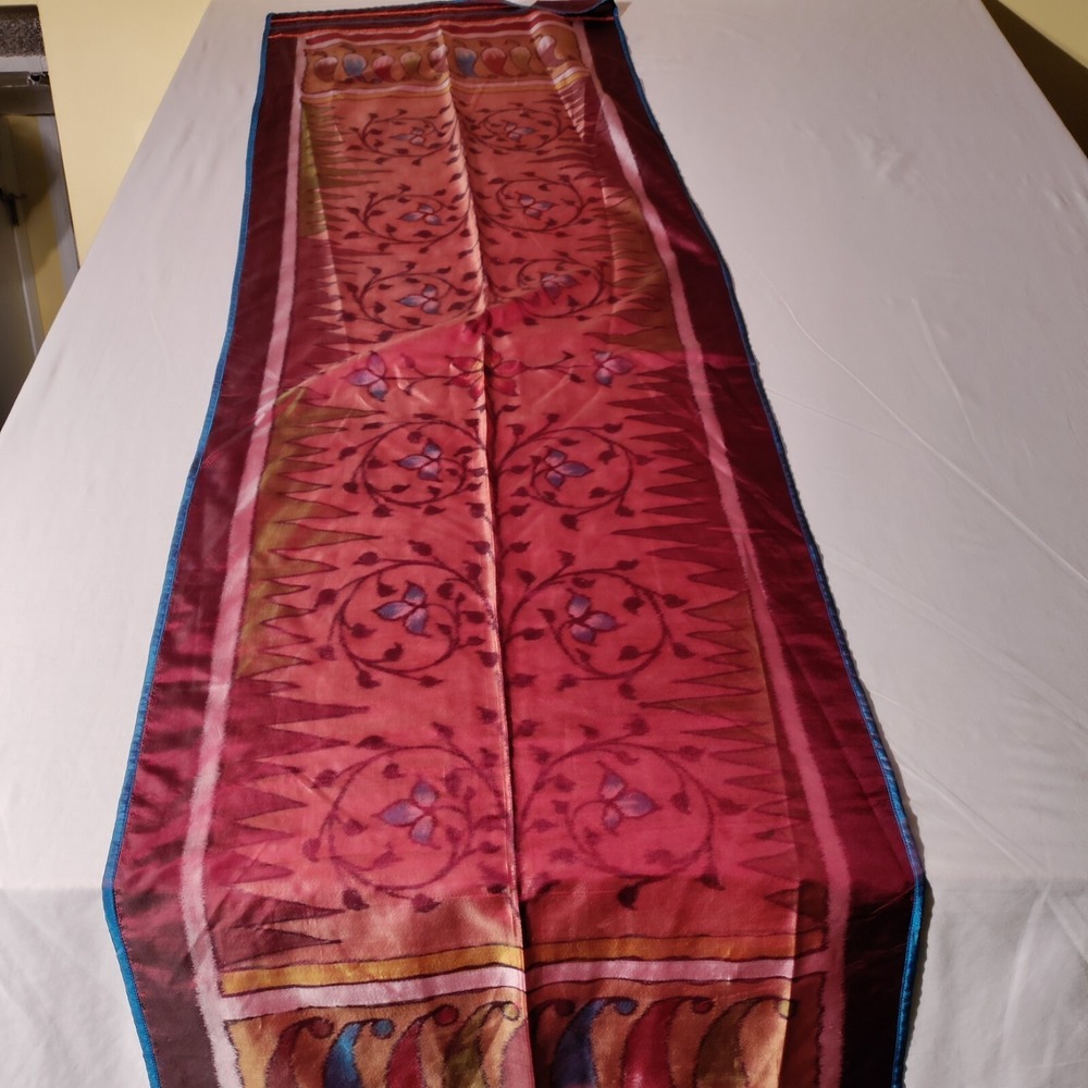 Ravissant Scarf Reds Hot Peppers Reds Blues Stain On End 21" x 74"